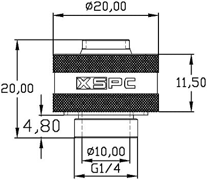 XSPC G1/4 до 3/8 ID, 5/8 OD Компресија Фитинг V2 За Меки Цевки, Црн Хром, 6-Пакет