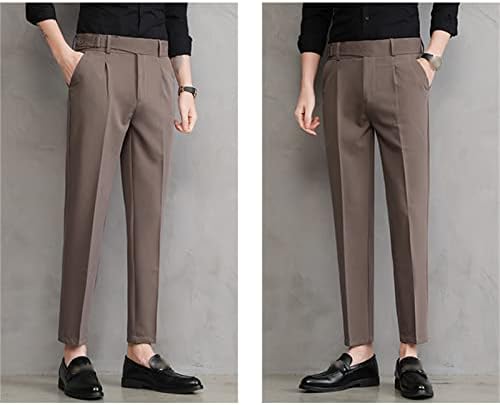 Машка лесна деловна удобност Пантажа, панталона, директно вклопување во костум, оставини, панталони со цврста боја, панталони со цврста боја