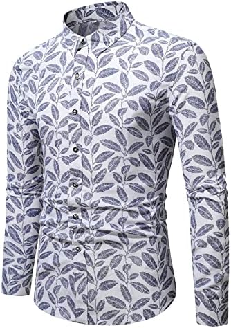 ZDDO 2022 Нови кошули за мажи надолу со кошули Тенок вклопување со долг ракав, вртејќи јака од јака на плажа врвови цветни обични хавајски кошули тенис голф теринг тери?