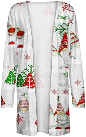 Надворешна облека со долг ракав за графички фестивал на тинејџерски девојки Спандекс Божиќна обична кардиган облека за жени ББ