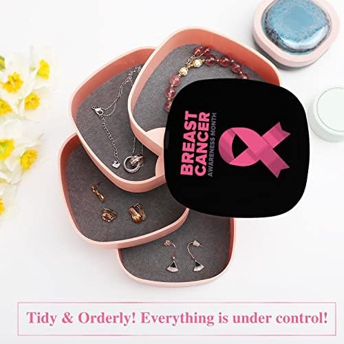 Месец за подигнување на рак на дојка месец Организатор на накит ѓердани обетки за обетки за складирање на накит кутија за складирање на кутија
