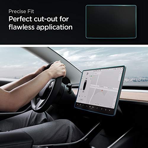 Спиген Калено Стакло Заштитник На Екранот [GlasTR EZ FIT] дизајниран за Tesla Модел 3 / Y Контролна Табла Екран На Допир-Мат/Анти Отпечаток
