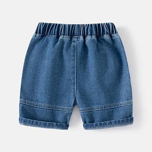 Детски момчиња шорцеви летни тексас панталони со шорцеви од џеб, обична надворешна облека за деца за облека за деца за унисекс