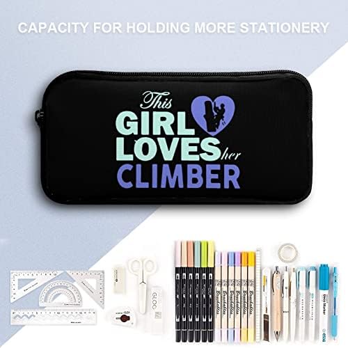 Девојче сака алпинист со голем капацитет молив за складирање на молив, торбичка за канцеларија за канцеларија, преносна торба за пенкало со патент