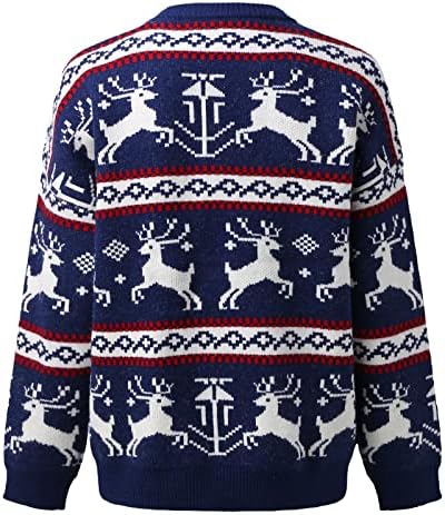 Женски грди Божиќни џемпери жени модна екипа со долг ракав Божиќ печатење џемпер џемпер џемпер џемпер