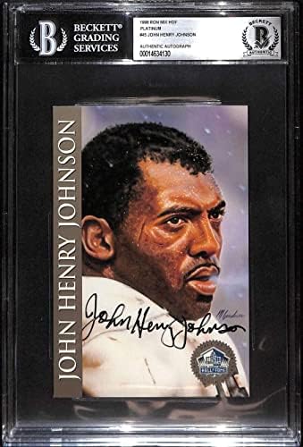 #45 Johnон Хенри nsонсон - 1998 Рон Микс Хоф Платинум Автоматски фудбалски картички оценети BGS Auto - Автограмски фудбали