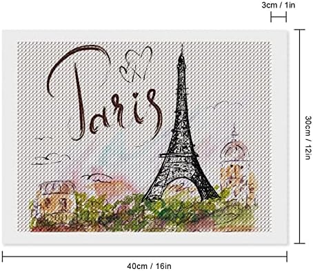 Ајфелова кула Париз Дијамантски комплети за сликање 5д DIY целосна вежба Rhinestone Arts Wallид декор за возрасни 12 x16
