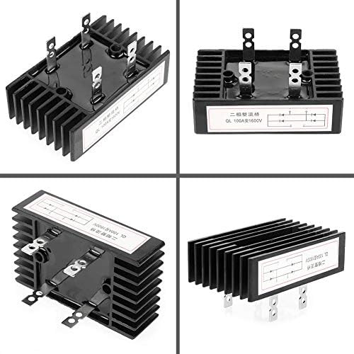 Health Health Gear 1PC 100A AMP 1600V исправувач на мост, црна напон 2-фазен диоден мост Висока исправувач на напојување за напојување