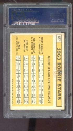 1963 Топпс #537 дебитантски starsвезди Пит Роуз Ал Ваис РЦ ПСА АА оценета картичка за бејзбол - картички за бејзбол