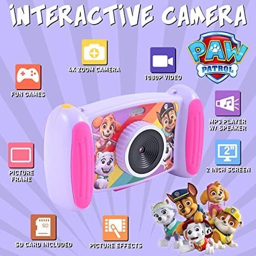 Први Трендови Шепа Патрола Интерактивна Камера За Деца, Забава Полнење Камера За Деца Со Видео, 4 х Зум Камера, Mp3 Плеер, Кул Игри