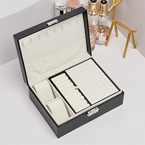 HGVVNM со висок капацитет кожен накит кутија за накит со перница Организатор за накит ѓердан обетки за складирање на прстени за жени подароци