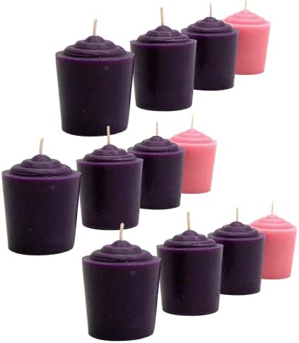 Четириделна Адвентска Вотивна Свеќа Со 3 Виолетови и 1 Розови, Пакување од 3 Комплети, Додаток За Божиќен Венец, 2 Инчи