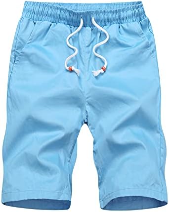 Машка еластична половината на летни шорцеви летни шорцеви на плажа со џебови на отворено класично тенок фит панталони