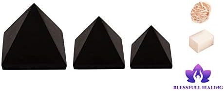 Цврста црна нумимит пирамида фенг шуи духовна реики природен камен чакра кристална терапија вера исцелување енергија наполнета пирамида 3 инчи со роза пустинска с