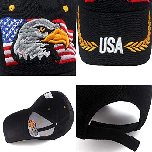 Црна патриотска САД Американски ќелав орел база-топка тато капа капа за мажи или жени