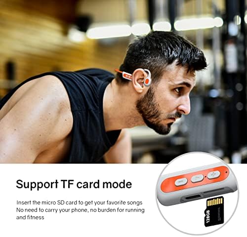 Слушалки за спроводливост на коските на Elibom Bluetooth 5.3, што може да се прошири на 128 GB MP3 плеер, слушалки за безжични уши со MIC, лесни спортски слушалки за трчање/велосипе