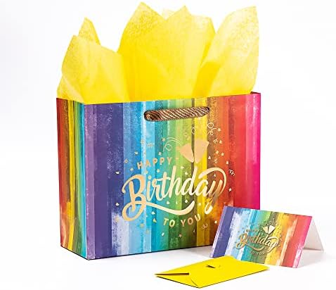 MixMecy 13 16,5 големи и екстра големи торби за подароци за роденденска забава со хартија за ткиво, картичка ， Изненаден плик