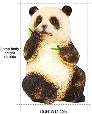 Xianfei Solar Panda Figurine Garden Ornament, соларна светлина на отворено статуа, скулптура со смола со соларна енергија со LED светла, за подарок за украсување на домашен пат за дома