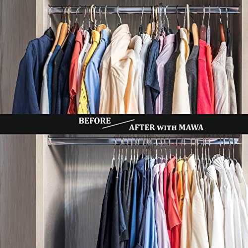 Mawa by Reston Lloyd Euro Ultra Light/Thin Series, закачалка за облека за заштеда на простор за кошули и фустани, стил 40/pt, сет од 20, црно