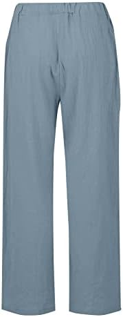 Летни панталони на uqrzau lubalенски панталони лабави широки нозе обични еластични памучни панталони со памучни панталони, обични панталони, S-3XL