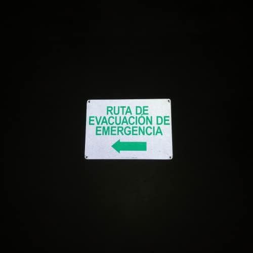 Трговија на итна помош за евакуација, стрела за лево знак - Рута де Евакуацин де Ерсенисија Шпански знак, Брзо инсталирање на алуминиумски