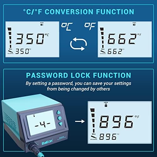 Комплет За Рачка ЗА лемење,60w Дигитална Станица ЗА Лемење СО ЛЦД-Дисплеј од 2,9 инчи, Брзо Загревање, Конверзија На°C/ZF ,Заклучување На Лозинка, Esd Сеф, Морон За Лемење, ?
