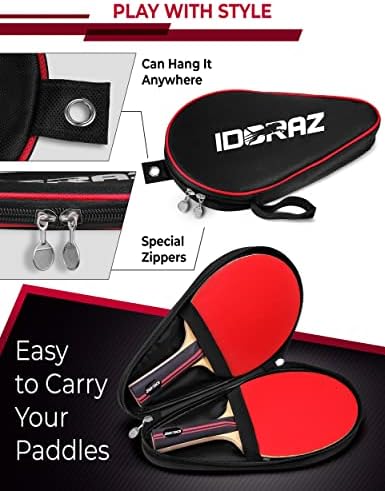 Idoraz сет од 2 професионални табели за тенис со табели со носење рекет кутија плус 6 пакети бели пинг -понг топки и 6pack портокалова пинг -понг