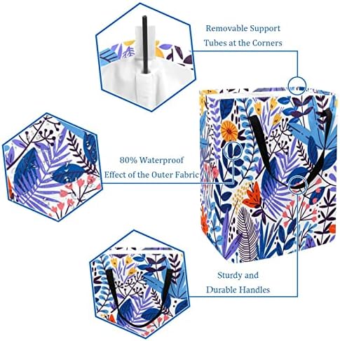 Шарени Растителни Цветни Печати Склопувачки Пречки за Перење АЛИШТА, 60 ЛИТРИ Водоотпорни Корпи За Перење Алишта Облека Играчки Складирање За Спална