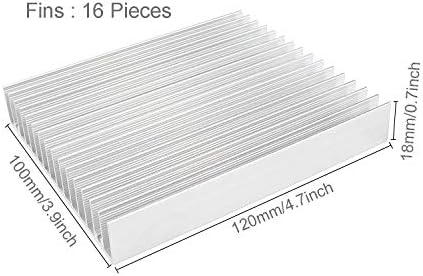 Алуминиумски Ладилник За Ладилник За Ладилник За Транзистор Со Голема Моќност Полупроводнички Уреди со 16 Парчиња перки 120мм 100мм х 18мм