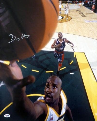 Гери Пејтон автограмираше врамена 16x20 Фото Supersonics Supersonics PSA/DNA) #200339 - Автограмирани НБА фотографии
