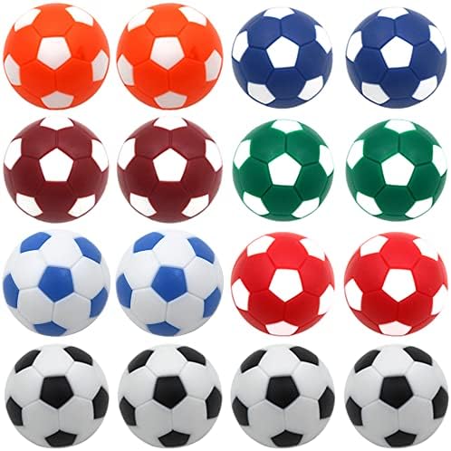 BQSPT 32 mm foosball топки заболуваат топки табела за фудбалска игра замена на фосбол 16 парчиња, Foosball Multicolor топки Официјален 32мм мини -табела Фудбал додаток за топка