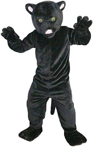 Црна леопард пантер цртан филм костум маскота плишана со маска за возрасни косплеј забава за Ноќта на вештерките