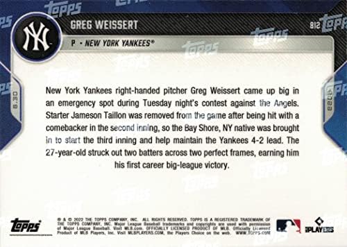 2022 Топс сега бејзбол 812 Грег Вајсерт пред -дебитантска картичка Јанки - само 578 направени