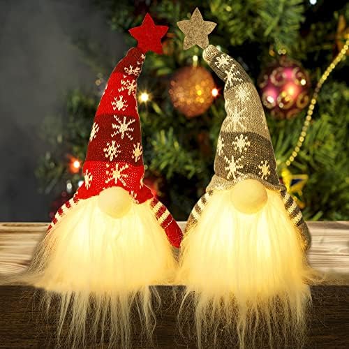 Juegoal 15 осветлен Божиќен гном, рачно изработен кадирански скандинавски шведски том, осветли елф играчки за одмор, батерија оженет