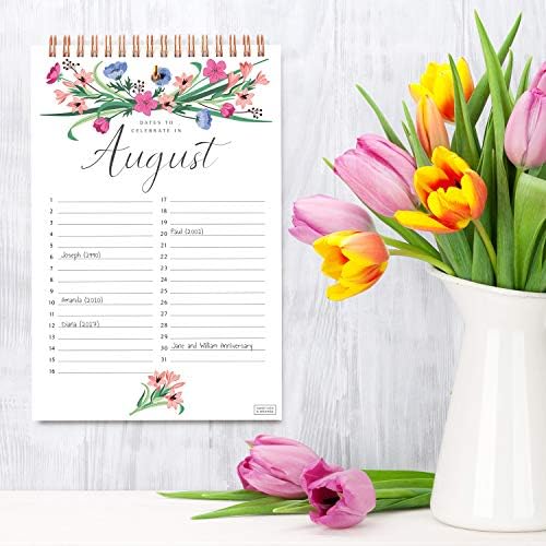 Слатки и портокал постојан календар. 12 -месечен календар на канцеларија или семејство wallид. Дизајн на календари со цвеќиња од 6x9