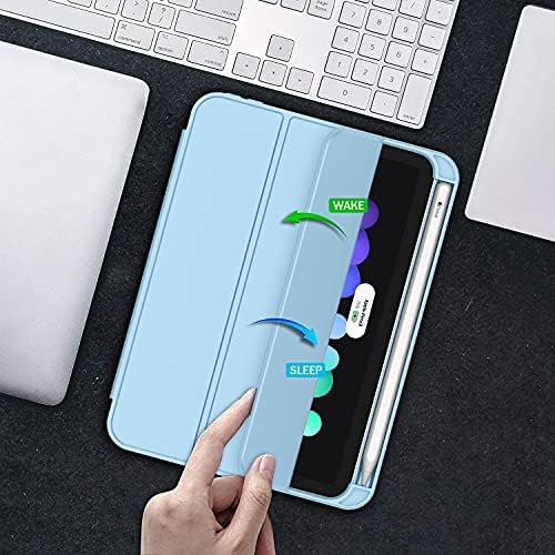Zryxal New Ipad Mini 6 Case 8.3 Inch 2021 со држач за моливи, паметен iPad Case [поддршка на допир и автоматско будење/спиење] со автоматско