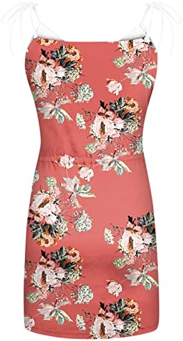 Lutmanенски летни обични фустани мода секси со цвеќиња без ракави, симпатична шпагети каиш V вратот мини фустан