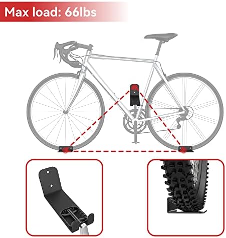 Tnine велосипед решетката за монтирање, хоризонтална кука за педали за складирање за велосипед, закачалка за велосипеди за складирање