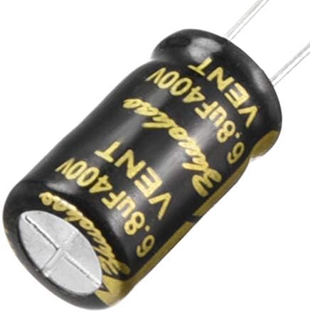 Uxcell алуминиумски радијален електролитски кондензатор со 6,8UF 400V 105 Целзиусови живот 2000h 8 x 14 mm црна 50 парчиња