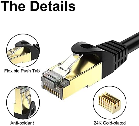 Tainston Ethernet Кабел Cat7 Мрежа Кабел Patch КАБЕЛ SSTP/SFTP Двојно Заштитени 10 Gigabit 600MHz Lan Кабел