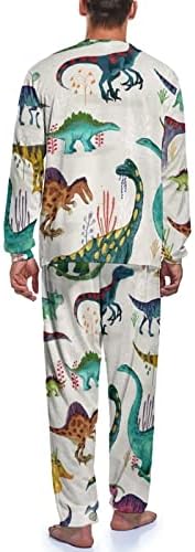 Weedkeycat светла диносауруси машка облека за спиење 2 парчиња пижама постави долги ракави смешни