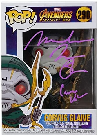 Мајкл Jamesејмс Шо го потпиша Corvus Glaive Avengers Funko Pop! #290 JSA - Автограмирани фигурини во НФЛ