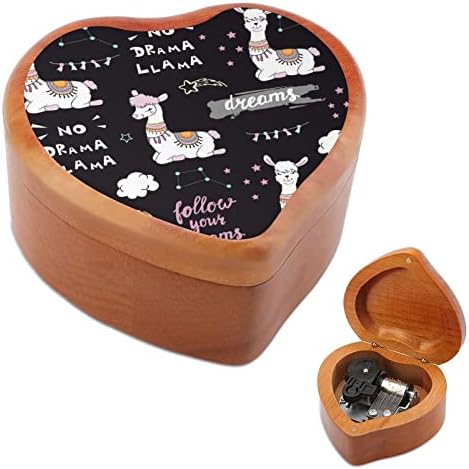 Прекрасна музичка кутија со лама дрво гроздобер музички кутии подарок за Божиќ роденден Денот на вineубените во форма на срце