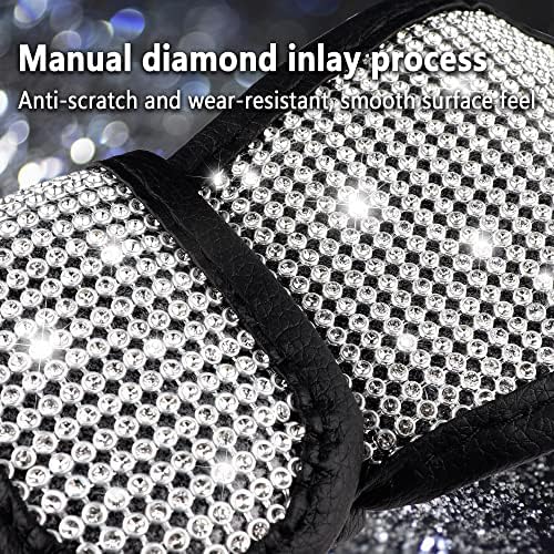 Aokdom Crystal Auto Gear Shift Cover Bling Car Acperies, Universal Coar Clonb Gear Stick Stick Protector Од гребење со Rhinestone ги опфаќа додатоците за украси за автомобили за жени