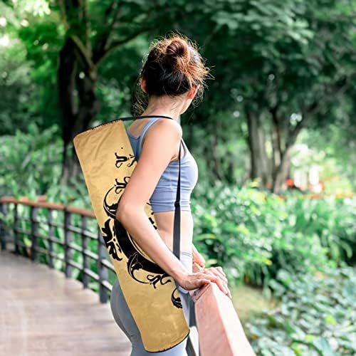Јога торба со мат, иницијали-сто-до-век-в вежбање јога мат носач со целосна зип мат торба со прилагодлива лента за жени мажи