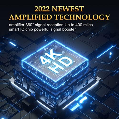 2022 Дигитална HD Тв Антена Засилена Со Опсег Од 400 Милји - Внатрешна & засилувач; Поддршка За Надворешна Антена 360° Прием 4K
