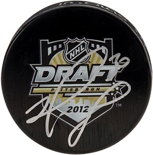 Мет Мареј Питсбург Пингвинс Автограмирана 2012 година во НХЛ Драфт лого -хокеј Пак - Автограмиран NHL Pucks