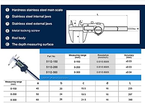 ZLXDP зацврстен не'рѓосувачки челик 0-150mm ， 0-200mm ， 0-300mm Дигитален Калипер Калиперс Калимер Микрометар Електронски Верниер Калипер Алатка за мерење