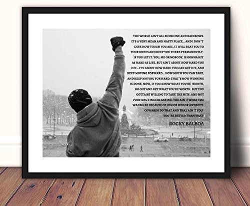 Печатење на слика на Rocky Balboa | Мотивациска wallидна уметност - канцелариски декор | Подароци за врамени уметнички дела - инспиративни цитати за слики | 19 x 16 x 1 инч