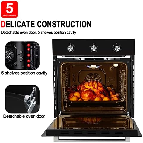 24-инчен пропан wallиден печка, легенда готвач LC-GS606MBLP 24 Вграден единечен вол печка, 6 конвекција на функции за готвење со rotisserie, 120V електрично палење, механичка контрол